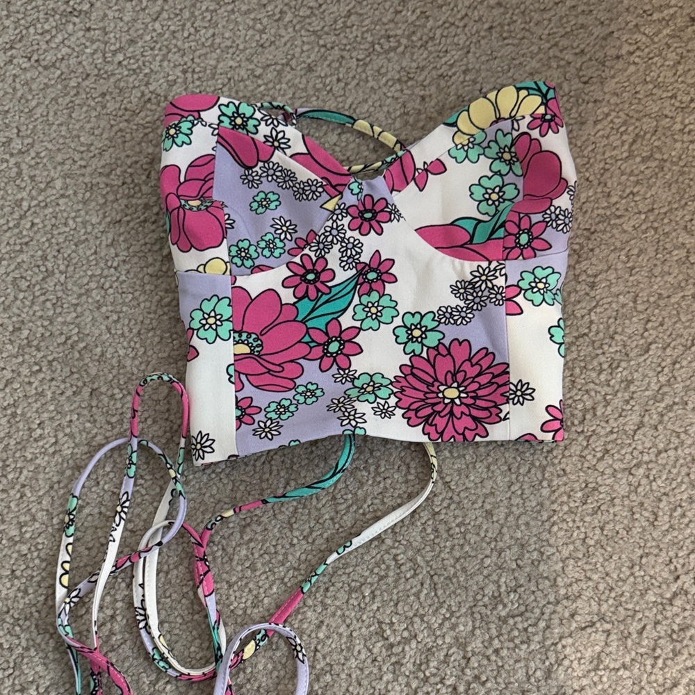 Zara Floral Print Crop Top with Straps